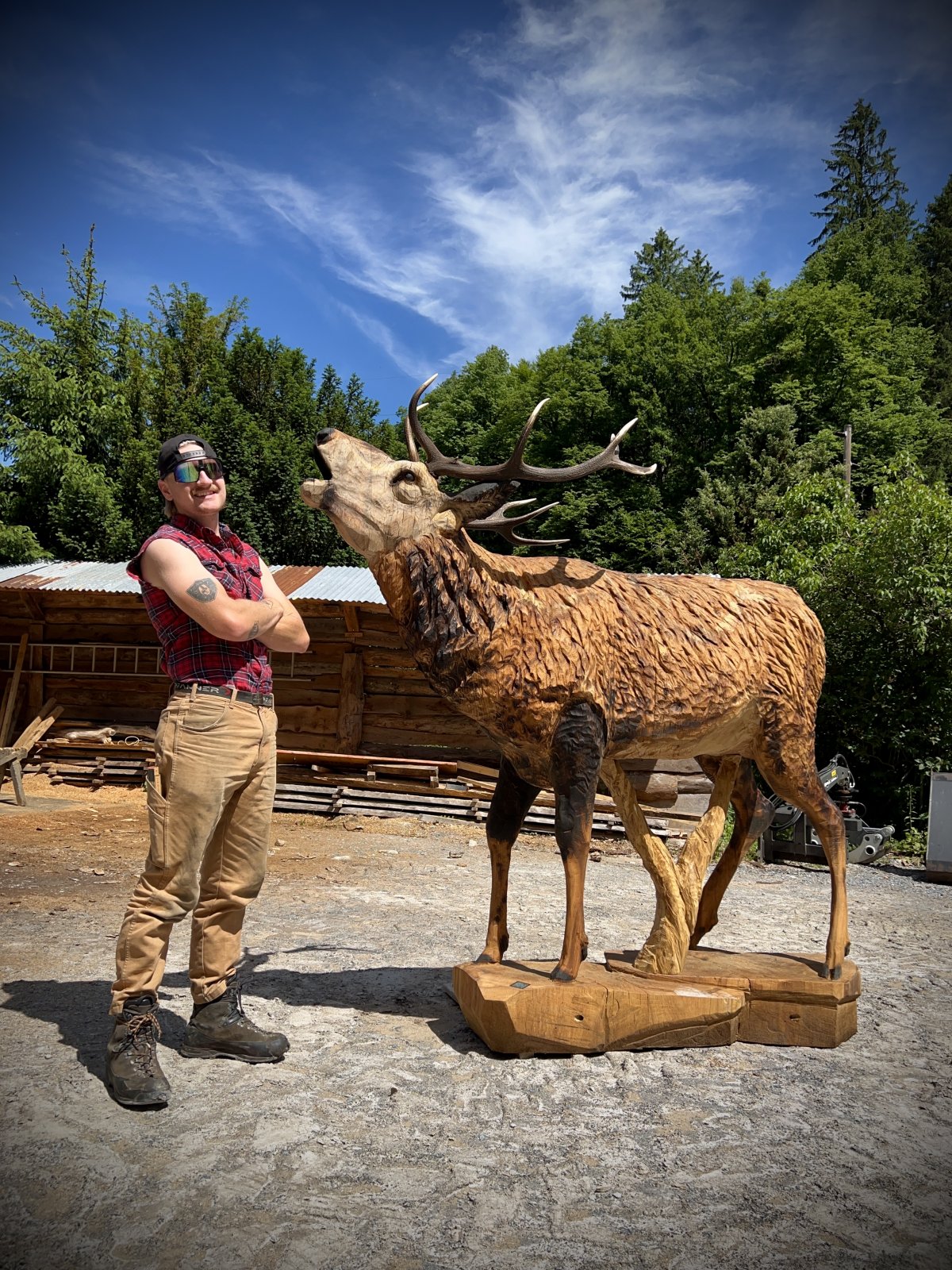 Hirsch aus Eiche mit Passstangen